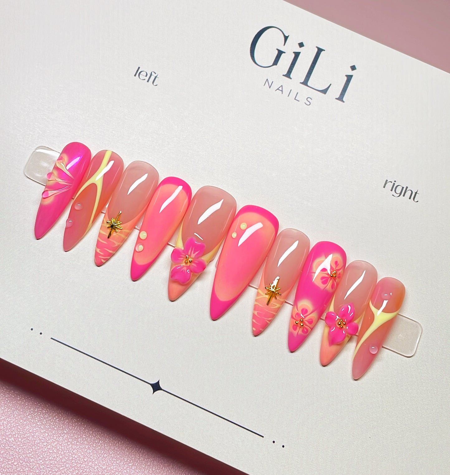 Pink Sunset - Ready to Ship - L (04357) - Long Stiletto