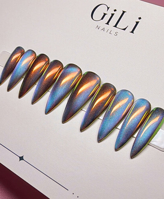 Aurora Chrome - Ready to Ship - L (04357) - Long Stiletto